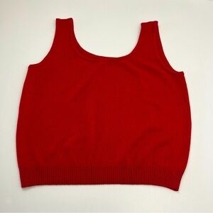 St. John Red Sweater Knit Tank‎ Top Womens Size Large Sleeveless Popover